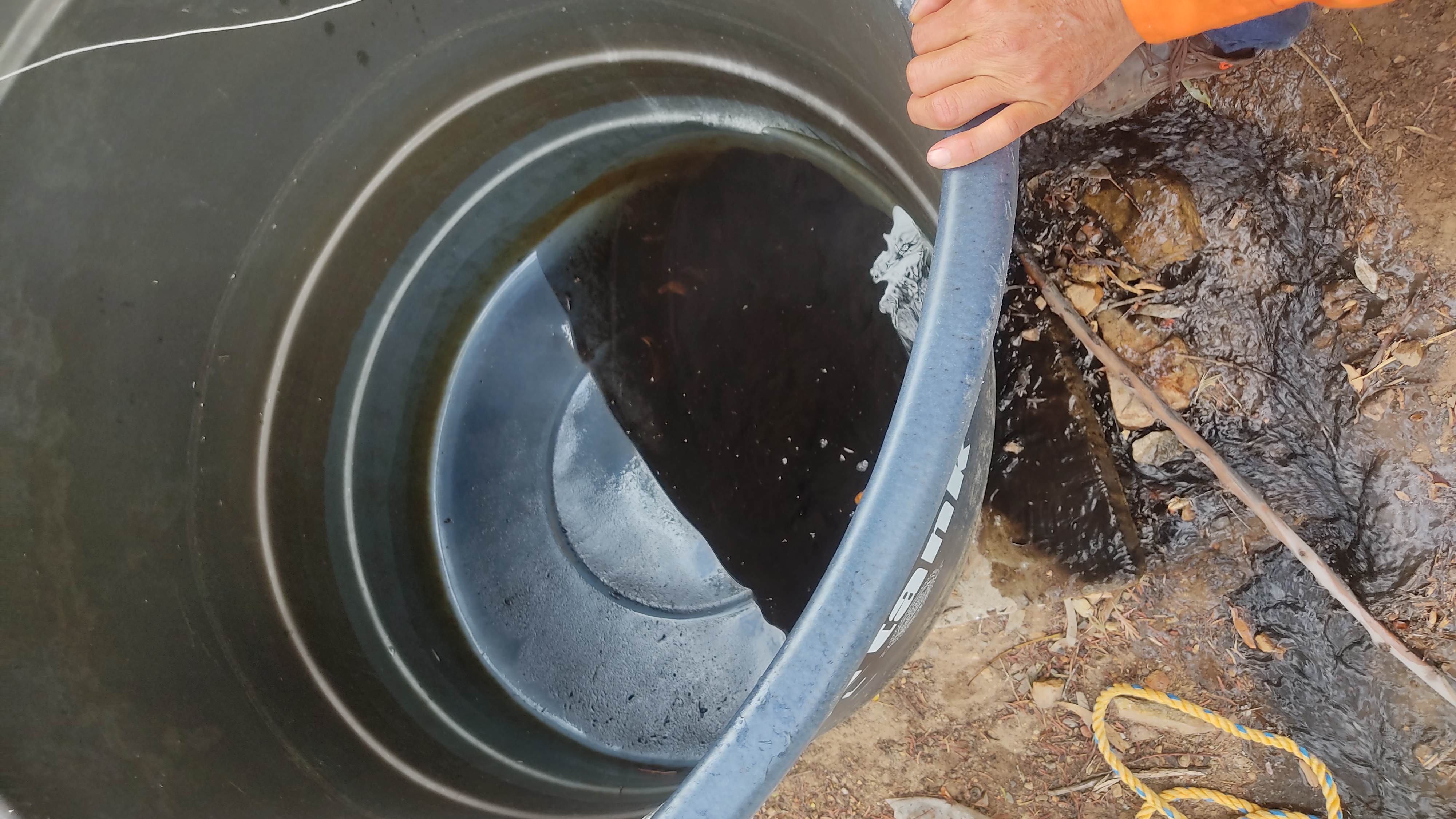 An existing tank at the work site